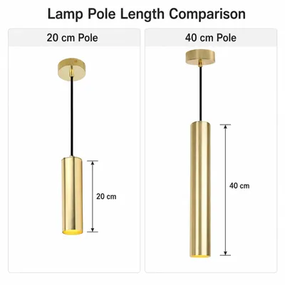 Produktbild von Moderne, minimalistische Pendelleuchte in Röhrenform aus Aluminium in Gold, 40 cm, mit GU10-Lampenfassung, höhenverstellbar