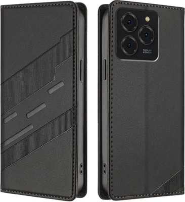 Image de Etui pour Ulefone Note 20 Pro, étui portefeuille en cuirPolyuréthaneavec fente pour cartes et fonction stand Schwarz