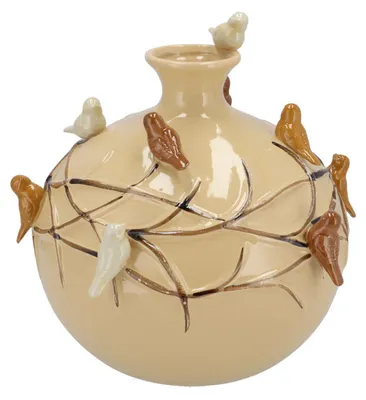 Produktbild von Vase Fruhlingsvogel - sandfarben - Keramik - D23 x H23 cm - Blumenvase