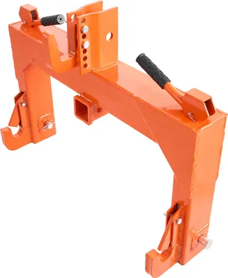 Image de SucceBuy Attelage rapide 3 points avec récepteur 5,08 cm, capacité de charge 1369 kg, axe réglable sur 5 positions, convient aux tracteurs de catégorie 1 et 2, attelage 3 points, orange