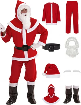 Produktbild von Weihnachtsmann-Herrenkostüm Nikolaus rot-weiss-schwarz - Einheitsgröße