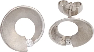 Produktbild von JOBO Ohrstecker 585 Gold Weißgold mattiert 2 Diamanten Brillanten 0,07ct. Ohrringe