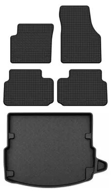 Image de Tapis en caoutchouc + bac de coffre pour Land Rover Discovery Sport 2014-2019 (SUV, coffre standard) – 5 pièces, noirs, sur mesure