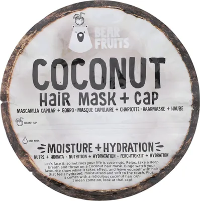Immagine prodotto di Maschera per capelli al cocco Maschera per capelli + cappuccio per donne 20 - Frutti dell'orso