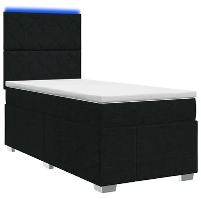 Produktbild von vidaXL LED Boxspringbett mit Matratze Schwarz 100 x 200 cm Stoff