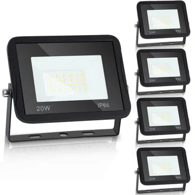 LED-Außenstrahler 5x20W, 1700lm, 6000K, IP66, kaltweiß