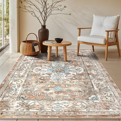 Immagine prodotto di Tappeto vintage per soggiorno, 90 x 150 cm - Lavabile in lavatrice e antiscivolo
