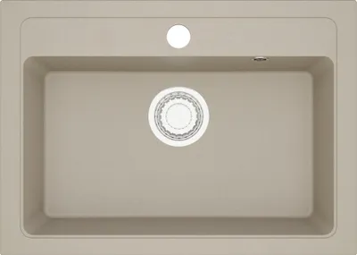 Produktbild von Granit Spüle + Siphon Küchenspüle DG022 70x50cm viele Farbvarianten Hellbeige