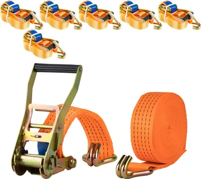 Produktbild von Safetytex 7x Spanngurt 8 Meter 50mm 5000kg 2tlg LKW Anhänger Zurrgurt orange