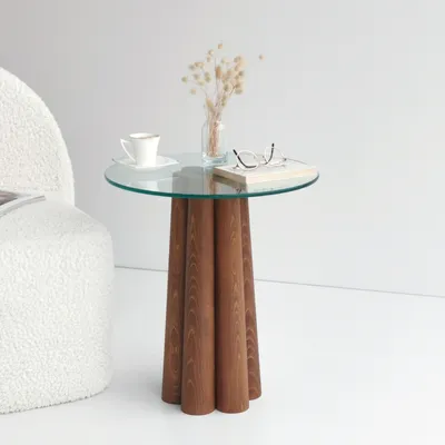 Image de Skye Decor, Pianeta, table basse, noyer, 100 % BOIS DE FER MASSIF, 45 x 50 x 50 cm