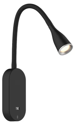 Produktbild von kalb | LED Bettleuchte Tulipano II Leselampe USB Ladefunktion schwarz o. weiß Schwarz