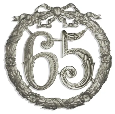Jubiläumskranz 65, Ø 24 cm, silber, aus Gold-/Silberkarton