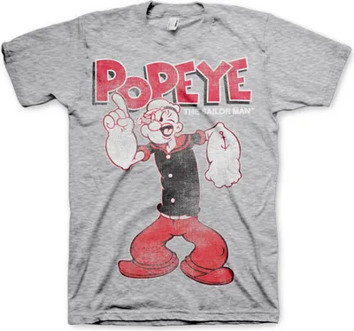 Produktbild von Popeye Distressed Sailor Man T-Shirt - XX-Large - Heather-Grey