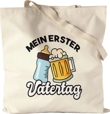 Produktbild von Mein erster Vatertag Jutebeutel Stoffbeutel Canvas 1. Vatertag Herrentag Lustig Spruch Geschenk Papa