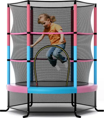 Produktbild von COSTWAY 165 cm Gartentrampolin mit Sicherheitsnetz, Trampolin bis 135 KG belastbar, Indoor-/Outdoortrampolin für Kinder ab 3 Jahre