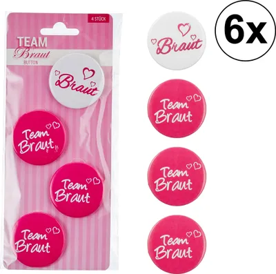 Produktbild von 6x Anstecker Braut + Team Braut im 4 er Set