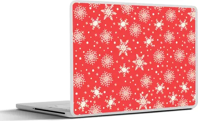 Produktbild von MuchoWow® Laptop Aufkleber Sticker Cover Muster - Schneeflocke - Weihnachten - Rot - Weiß 25x18 cm - Laptop-Deko