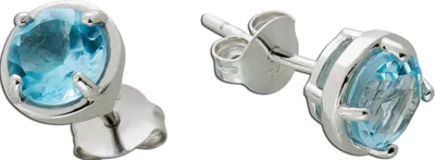 Produktbild von Blautopas Ohrstecker Silber 925 hellblauer Natur Edelstein