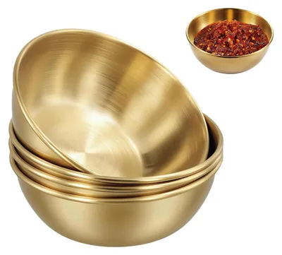 4er-Set Snack- und Dip-Schalen aus Edelstahl, gold, rund, klein