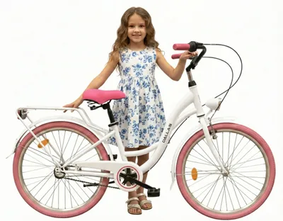 Produktbild von Dallas Bike Kinderfahrrad 24 Zoll - Mädchen Citybike - Shimano Nexus 3-Gang - Rahmen XS 13" - Weiß-Rosa, KI-generiertes Bild