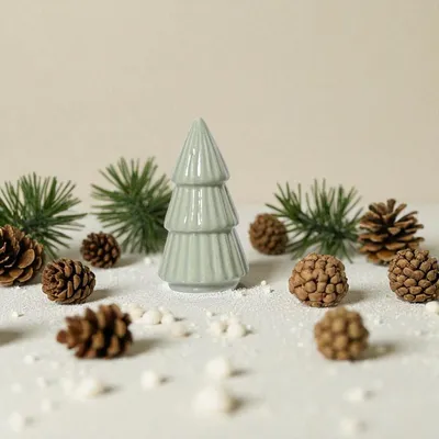 Produktbild von Porzellan Weihnachtsbaum Weiß 3 Etagen - Weihnachtsdekoration - 10 cm