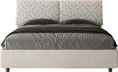 Produktbild von ITYHOME - Gepolstertes Bett mit Bettkasten 160x190 mit Stoffbezug Agata 1 Weiß Mados
