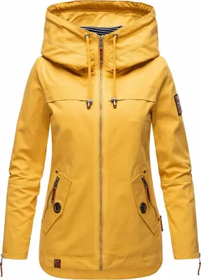 Produktbild von Navahoo Damen Jacke Frühling Herbst Übergangsjacke Print Parka Mantel Kapuze Wekoo Gelb Gr: 36 - S