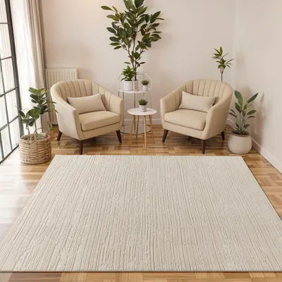 Produktbild von TT Home Wohnzimmer Teppich Schlafzimmer Hochflor Boho Optik Skandinavisches Muster Unifarben 3D Effekt Flauschig Weich Größe 120x170 cm