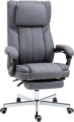 Kancelářská židle Vinsetto s 5 masážními režimy, ergonomická kancelářská židle s funkcí naklápění, výškově nastavitelná počítačová židle, opěrka nohou, otočná židle s lněným vzhledem, šedá