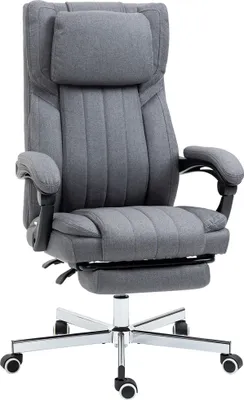 Vinsetto Sedia Da Ufficio Ergonomica In Tessuto A Rete Grigio – Basculante, Girevole, Altezza Regolabile, Supporto Lombare, Carico 120kg