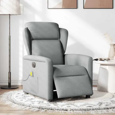 Produktbild von vidaXL Massagesessel Elektrisch Hellgrau Stoff
