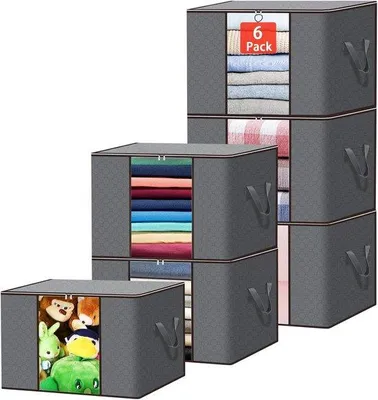 Image de Coffre de rangement gris de 90 litres avec couvercle et poignée, pliable