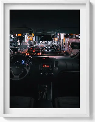 Produktbild von Auto in Tokio– Wandbild mit Rahmen – Gerahmtes Bild  – Wanddekoration – 60x80 cm –  Weiß Rahmen