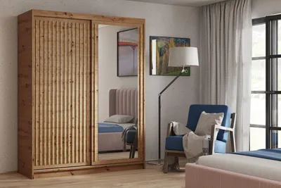 Produktbild von Masseno Schiebetürenschrank LINARI 180/205/60cm 2-türig mit Spiegel Eiche Artisan