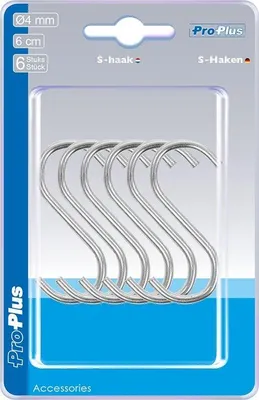 Immagine prodotto di Gancio a S Ø4mm 6cm 6 pezzi in blister