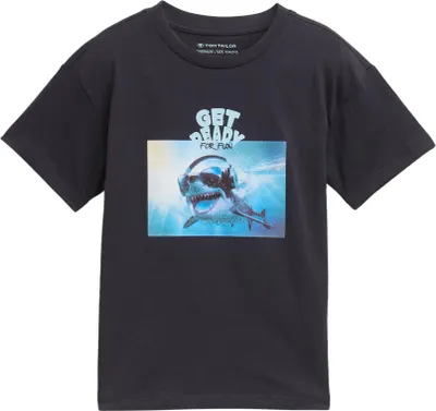 Produktbild von Tom Tailor Oversize T-Shirt aus Baumwolle mit Print und überschnittener Schulternaht