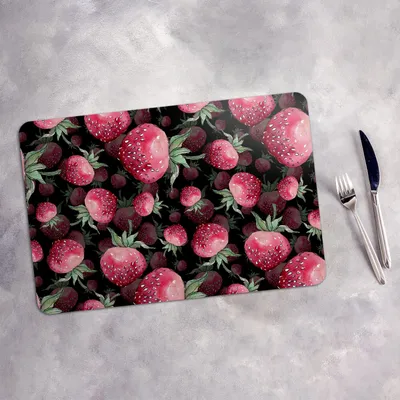 Produktbild von Tischset 6x45x30 cm Platzset Tischmatte Platzmatte Untersetzer - Erdbeere Obst