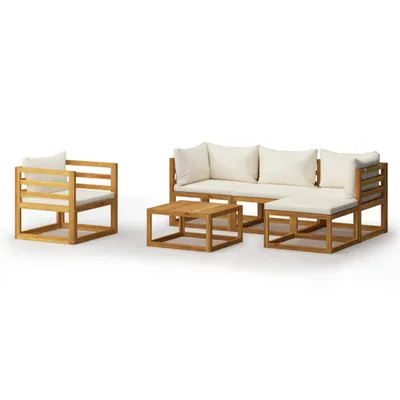 Immagine prodotto di vidaXL Set di 6 pezzi da giardino con cuscini in legno massiccio di acacia crema