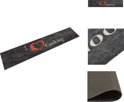 Produktbild von vidaXL Küchenteppich Waschbar Cooking Schwarz 60x300 cm Samt -  Fußmatten