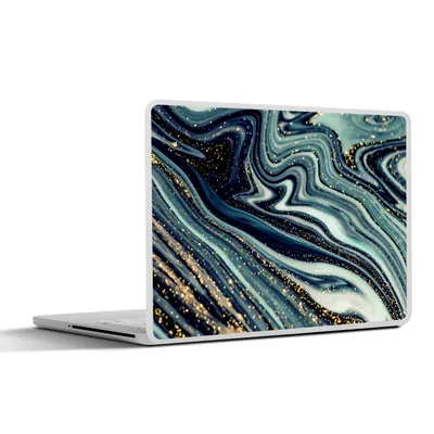 Produktbild von MuchoWow® Laptop Aufkleber Sticker Cover Marmor - Gold - Blau - Glitter - Marmoroptik - Abstrakt 25x18 cm - Laptop-Deko