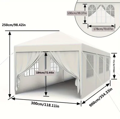 Image de Tente de réception - Tente de fête - Tente de jardin - Pavillon - Tente événementielle - Dimensions : 3x3m, 3x6m, 3x9m - Toile en PE imperméable