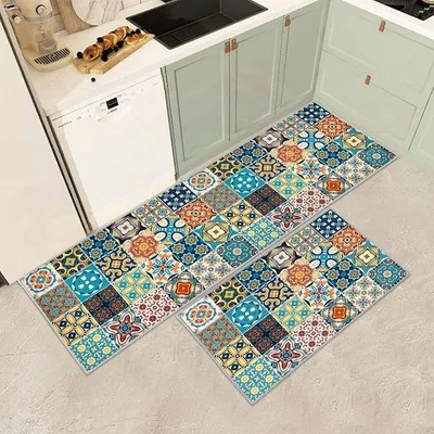 Productafbeelding van Famanu set van 2 antislip keukenmatten, wasbaar, 120 x 40 cm