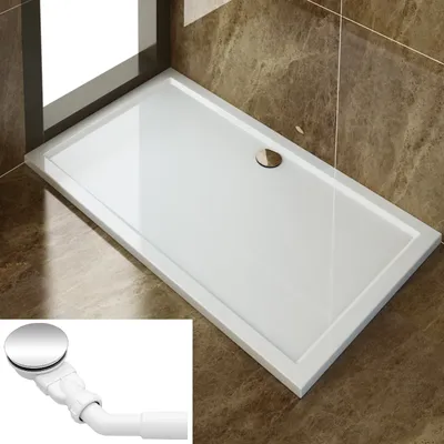 Immagine prodotto di SONNI 140x90x4cm piatto doccia quadrato in ABS superficie antiscivolo con set di scarico
