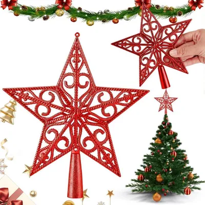 Image de Étoile rouge pour sommet de sapin de Noël, 20 cm