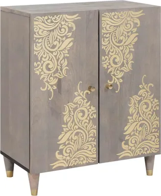 Produktbild von Sideboard Grau und Gold 60 x 33 x 75 cm Massivholz Mango
