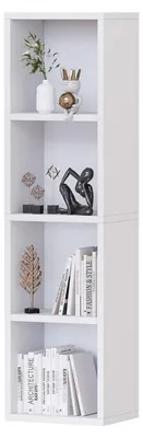 Image de Étagère d'angle, étagère de rangement ouverte, 4 niveaux, blanche, 30x24x117 cm