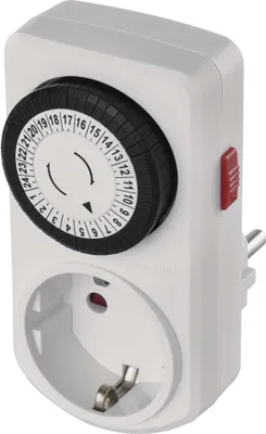 Produktbild von EMOS Mechanische Zeitschaltuhr Schuko mit Schalter, programmierbare Indoor Steckdose mit 48 Zyklen je 30 Minuten, erhöhter Berührungsschutz , P5523N