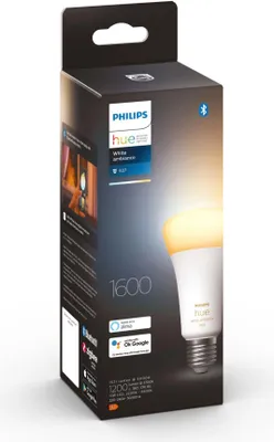 Produktbild von Philips Hue White ambience E27 - Smarte Lampe A67 - 1600, Intelligentes Leuchtmittel, Bluetooth/Zigbee, Weiß, LED, E27, A67