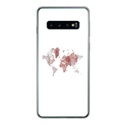 Produktbild von MuchoWow® Handyhülle Schutzhülle Hülle für Samsung Galaxy S10 Weltkarte - Rosa - Farbe Silikon Softcase Handy Hülle - Handytasche
