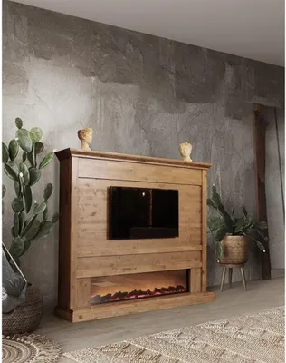 Produktbild von Wohnwand TV-Wand Holz Stil Wohnzimmer Möbel Schrank Wohnwände Luxus Möbel